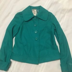 Anthro Tulle Teal wool blend pea coat